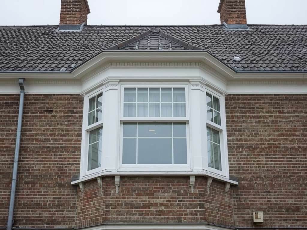 Close-up antraciet kunststof draaikiep raam bij een jaren 70 woning in Duiven