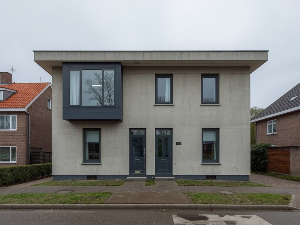 Flatwoning in de wijk Dukenburg, Nijmegen, met antraciete kunststof kozijnen.