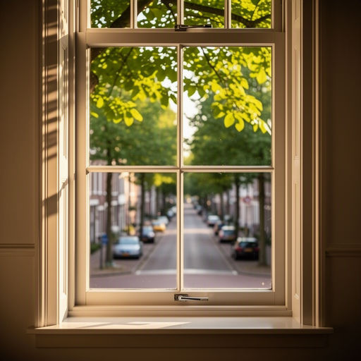 Interieur herenhuis Velp met uitzicht door kunststof kozijnen op bomenlaan
