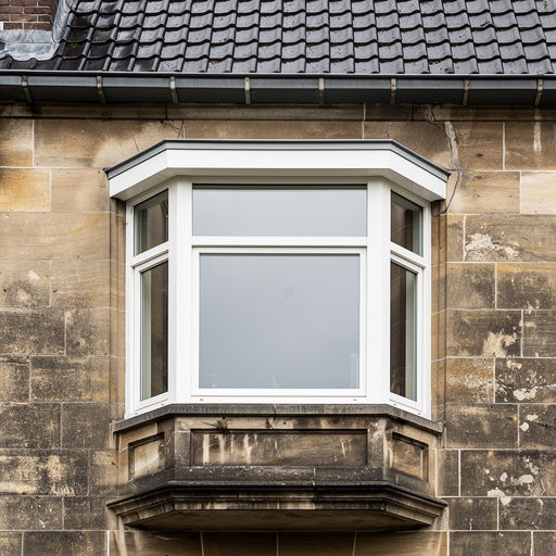Detailopname wit kunststof kozijn met glas-in-lood bovenraam in vooroorlogs huis Rheden