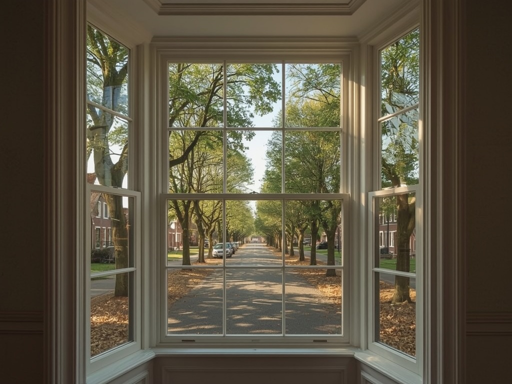 Interieur woonkamer Westervoort met uitzicht door kunststof schuifpui op tuin