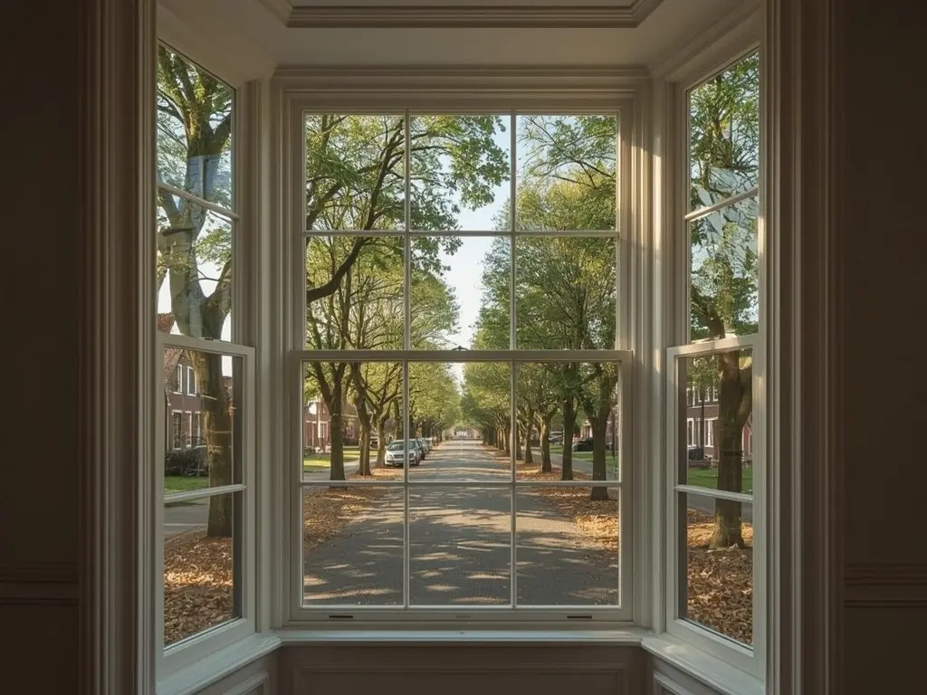 Interieur woonkamer Westervoort met uitzicht door kunststof schuifpui op tuin