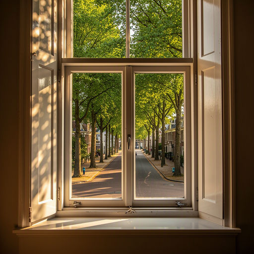 Interieur van hoekwoning in Zevenaar met uitzicht door nieuwe kunststof kozijnen op straat