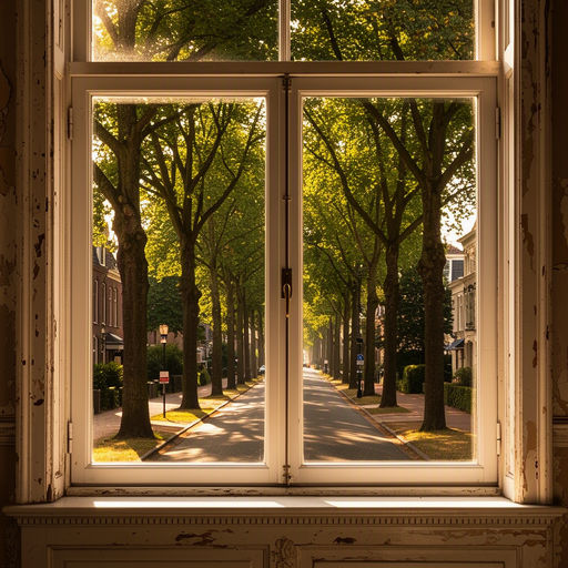 Woonkamerinterieur Rheden met uitzicht door grote kunststof schuifpui op Veluwezoom