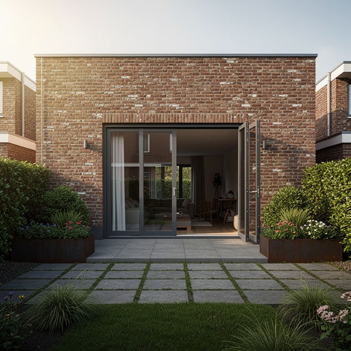 Kunststof schuifpui aan de achtergevel van een woning in Arnhem