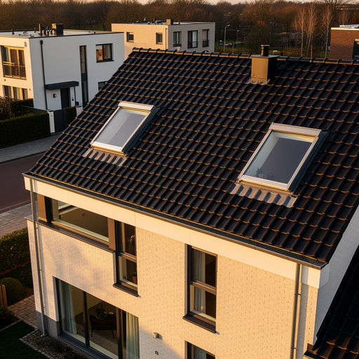 Een kunststof dakraam in een schuine kap van een huis in Arnhem
