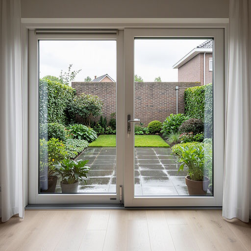 Antraciet kunststof schuifpui met toegang tot een tuin in Arnhem
