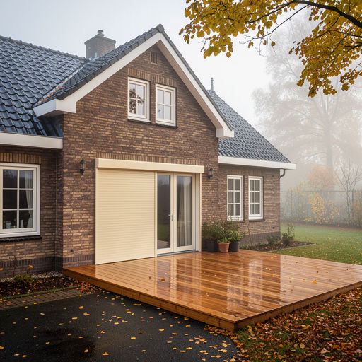 Monteur plaatst een kunststof schuifpui bij een huis in Arnhem
